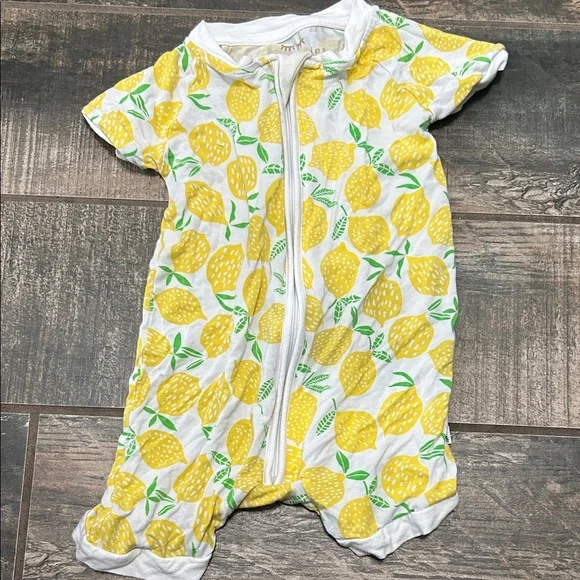 Little Sleepies Yellow Lemon Print Short-Sleeve One-Piece - Picture 1 of 2